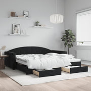 Slaapbank met onderschuifbed 100x200 cm zwart fluweel