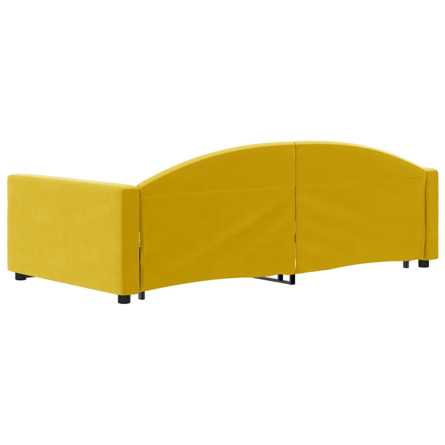 Slaapbank met onderschuifbed en lades 100x200 cm fluweel geel