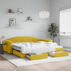Slaapbank met onderschuifbed 100x200 cm geel fluweel