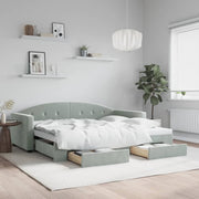 Slaapbank onderschuifbed 90x190 cm lichtgrijs