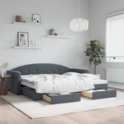 Slaapbank onderschuifbed lades 90x190 cm fluweel donkergrijs