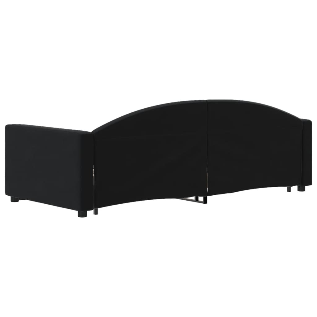 Slaapbank S Fluweel 90 x 190 cm Zwart met onderschuifbed en lade