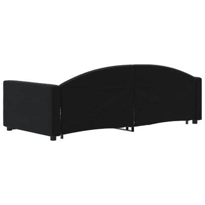Slaapbank S Fluweel 90 x 190 cm Zwart met onderschuifbed en lade