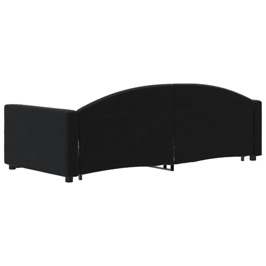 Slaapbank S Fluweel 90 x 190 cm Zwart met onderschuifbed en lade