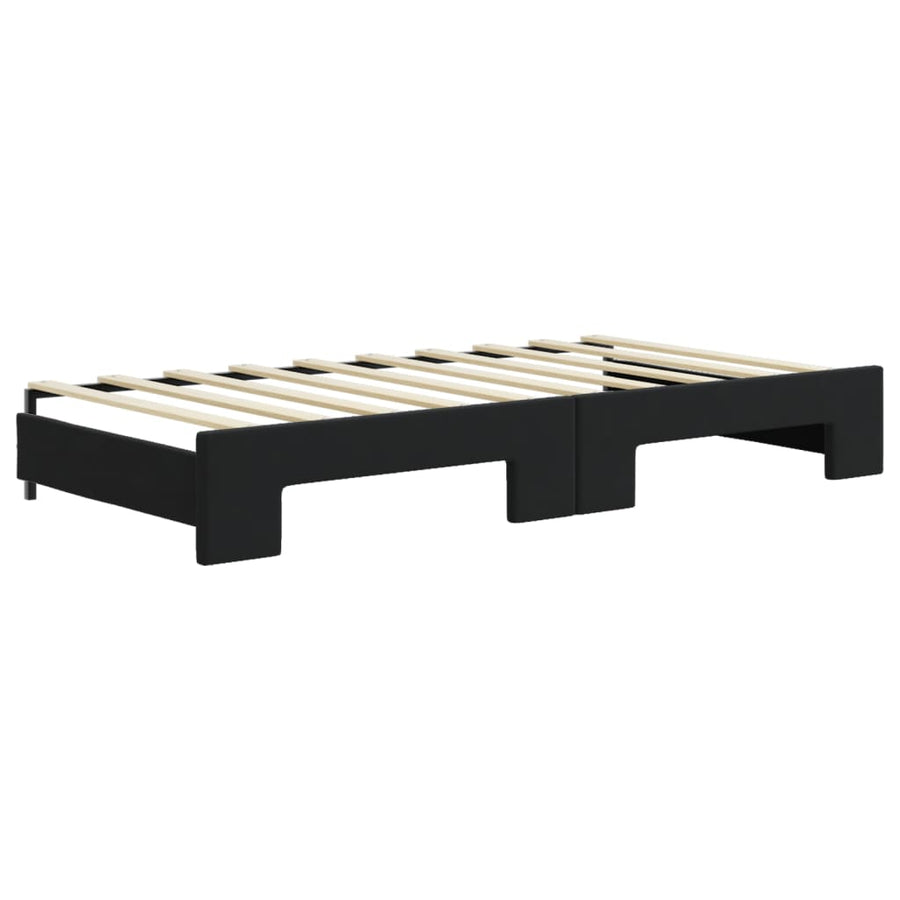 Slaapbank S Fluweel 90 x 190 cm Zwart met onderschuifbed en lade