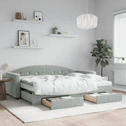 Slaapbank onderschuifbed 80x200 cm fluweel lichtgrijs