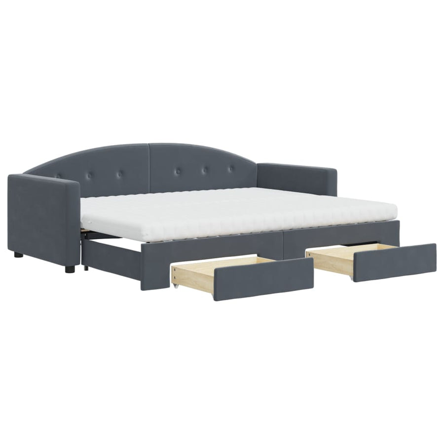 Slaapbank onderschuifbed en lades 80x200 cm fluweel donkergrijs
