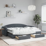 Slaapbank onderschuifbed lades 80x200 cm fluweel donkergrijs