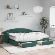 Sofa bed trundle bed and drawers 80x200 cm velvet dark green