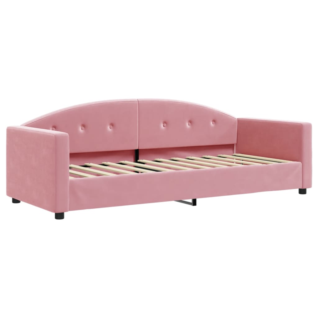 Slaapbank met onderschuifbed en lades 80x200 cm fluweel roze