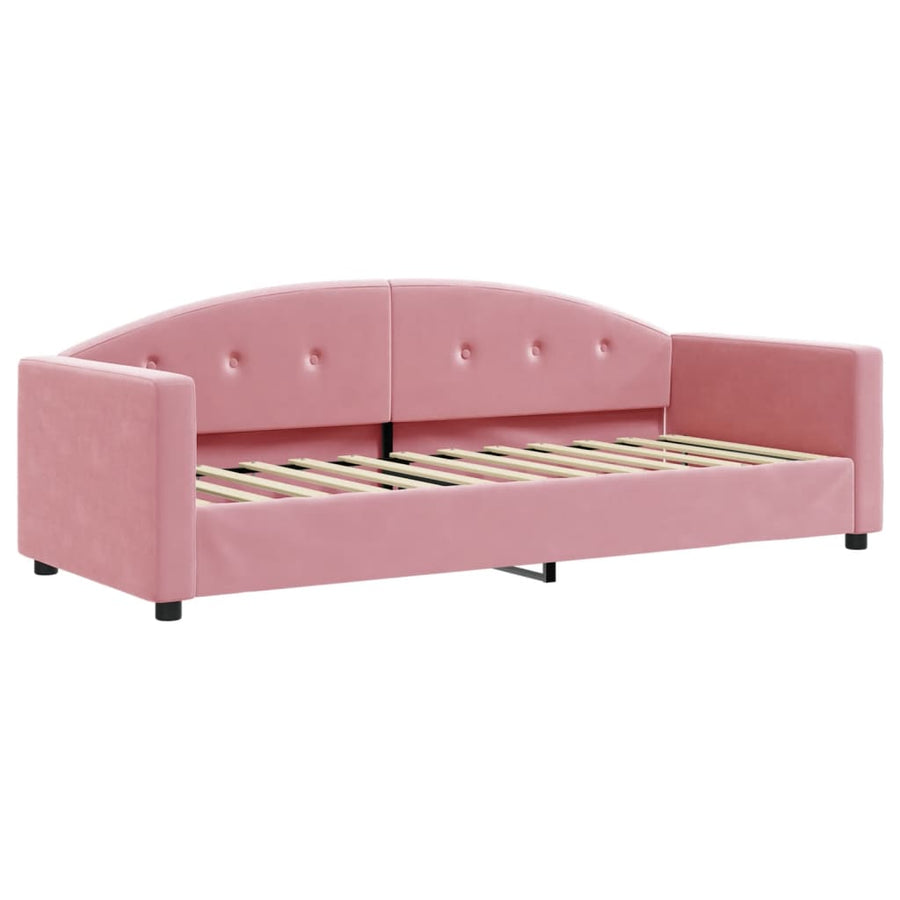 Slaapbank met onderschuifbed en lades 80x200 cm fluweel roze