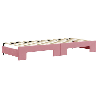 Slaapbank met onderschuifbed en lades 80x200 cm fluweel roze
