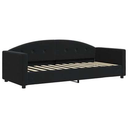 Slaapbank Met Onderschuifbed En Lades Fluweel 80 x 200 cm Zwart met onderschuifbed en lade en matras