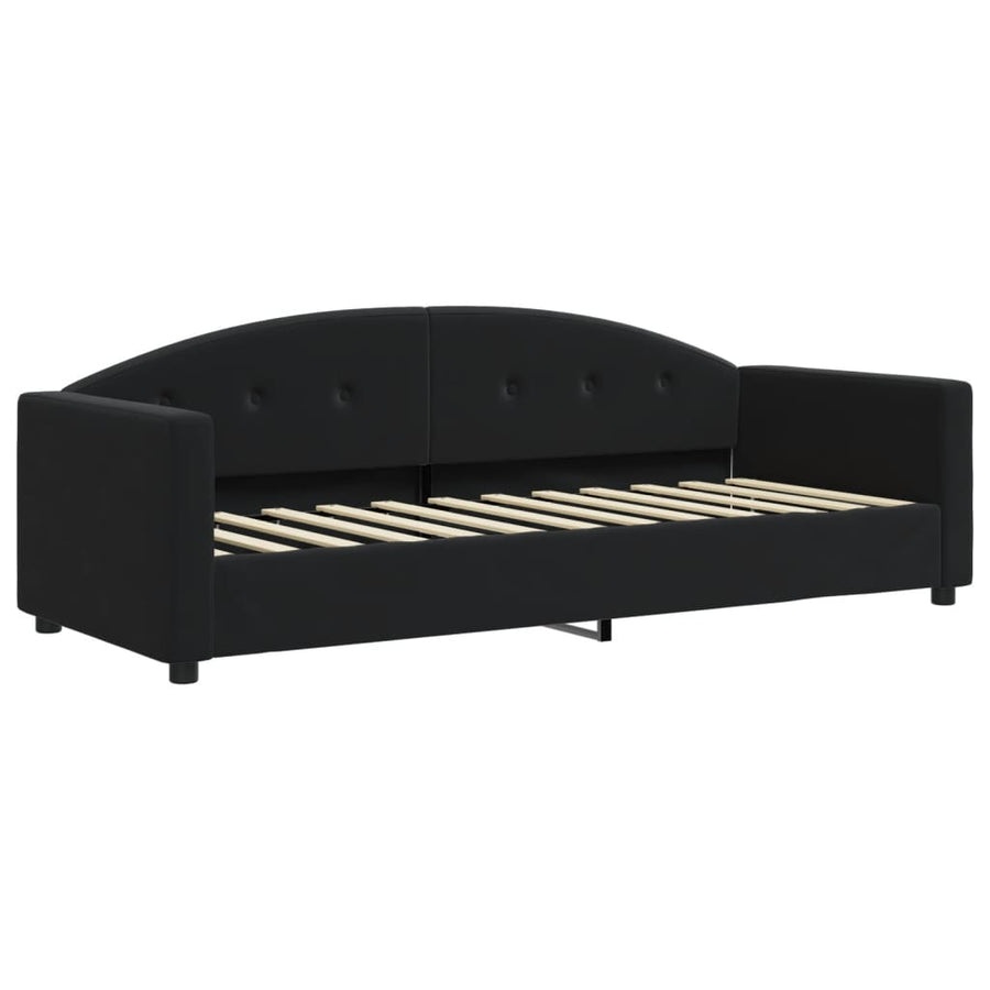 Slaapbank Met Onderschuifbed En Lades Fluweel 80 x 200 cm Zwart met onderschuifbed en lade en matras