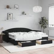 Slaapbank onderschuifbed lades 80x200 cm fluweel zwart
