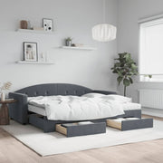 Slaapbank onderschuifbed 90x200 cm donkergrijs fluweel