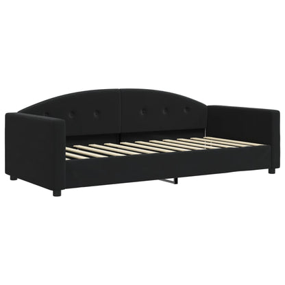 Slaapbank Met Onderschuifbed En Lades Fluweel 90 x 200 cm Zwart met onderschuifbed en lade en matras