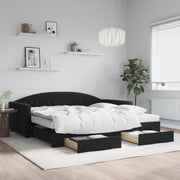 Slaapbank onderschuifbed lades 100x200 cm fluweel zwart