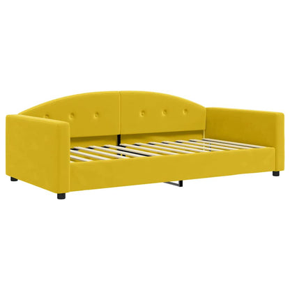 Slaapbank met onderschuifbed en lades 100x200 cm fluweel geel