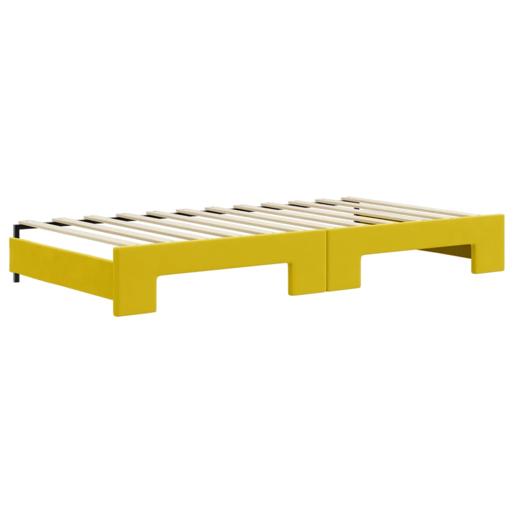 Slaapbank met onderschuifbed en lades 100x200 cm fluweel geel