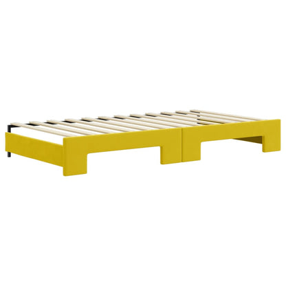 Slaapbank met onderschuifbed en lades 100x200 cm fluweel geel