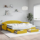 Slaapbank met onderschuifbed 100x200 cm geel fluweel