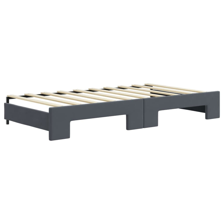 Slaapbank Onderschuifbed En Lades Fluweel 90 x 190 cm Donkergrijs
