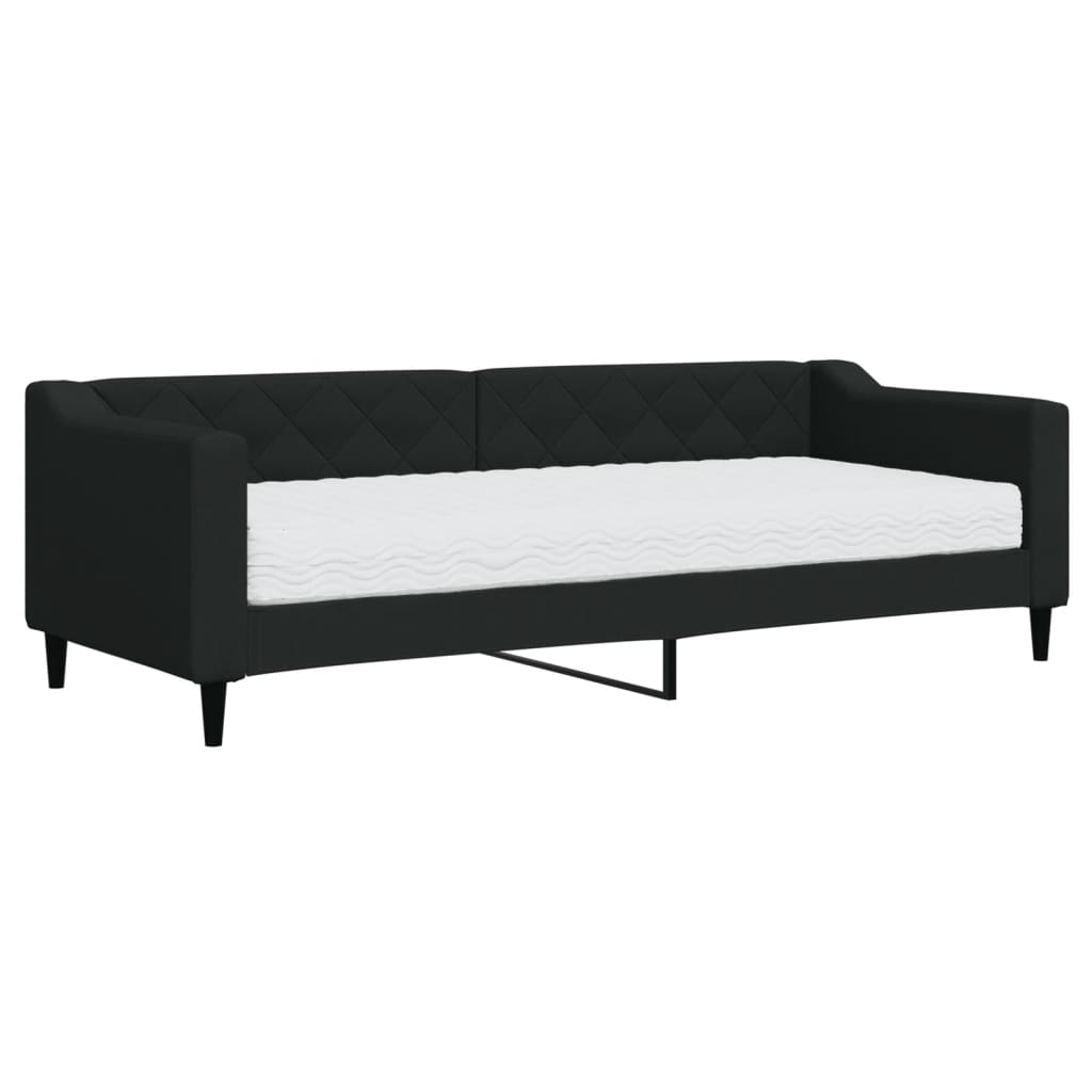 Slaapbank met matras 80x200 cm stof zwart 80 x 200 cm Zwart met matras