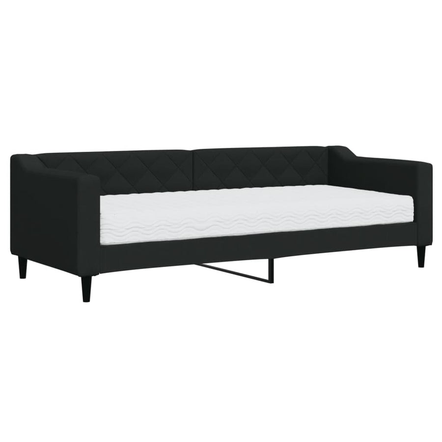 Slaapbank met matras 80x200 cm stof zwart 80 x 200 cm Zwart met matras