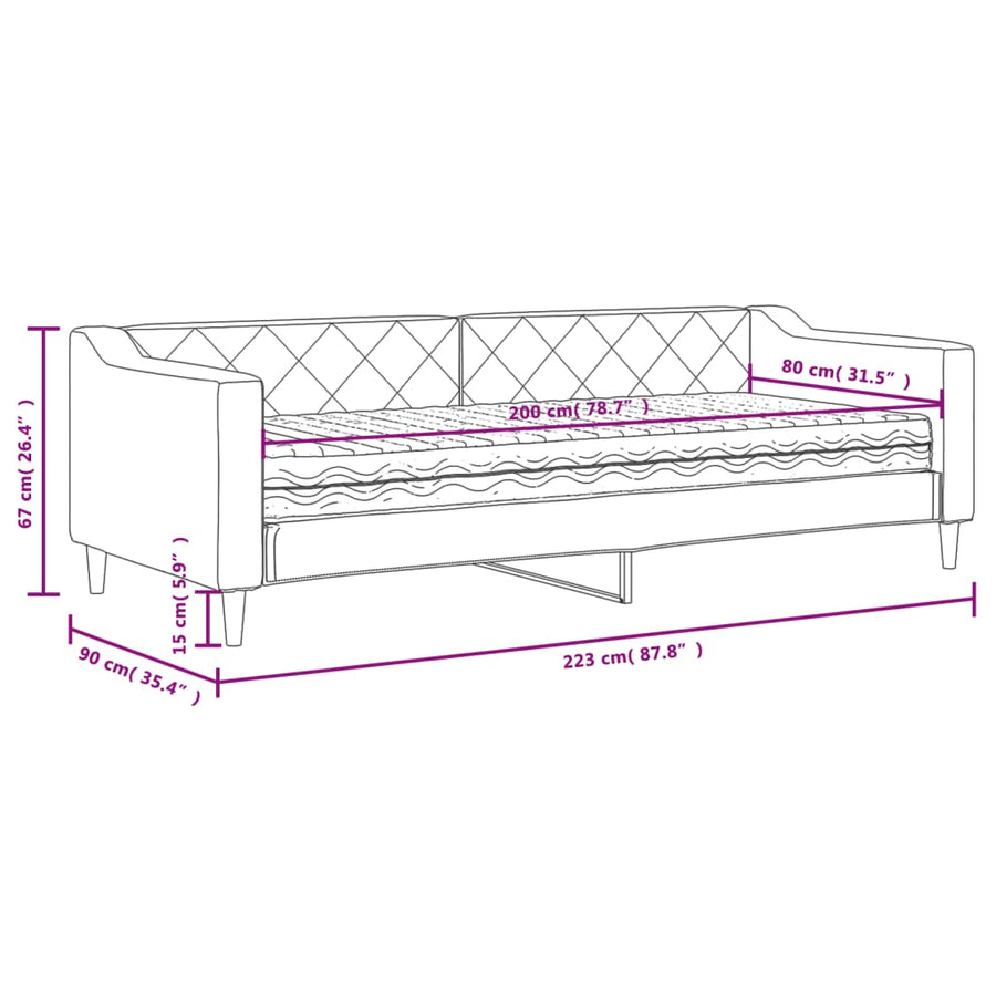 Slaapbank met matras 80x200 cm stof zwart 80 x 200 cm Zwart met matras