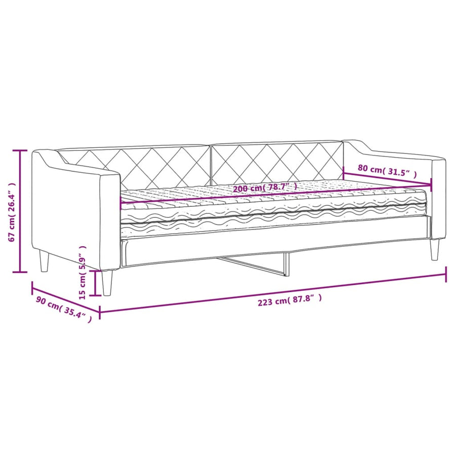 Slaapbank met matras 80x200 cm stof crèmekleurig 80 x 200 cm Crème met matras
