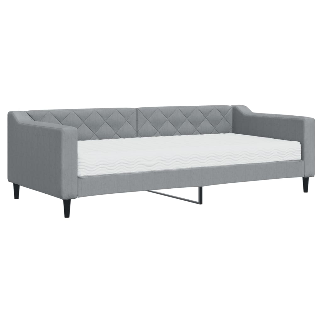 Slaapbank met matras 90x200 cm stof lichtgrijs 90 x 200 cm Lichtgrijs met matras