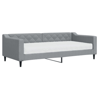 Slaapbank met matras 90x200 cm stof lichtgrijs 90 x 200 cm Lichtgrijs met matras
