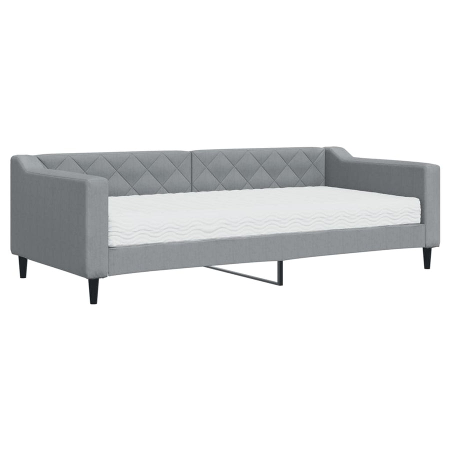 Slaapbank met matras 90x200 cm stof lichtgrijs 90 x 200 cm Lichtgrijs met matras