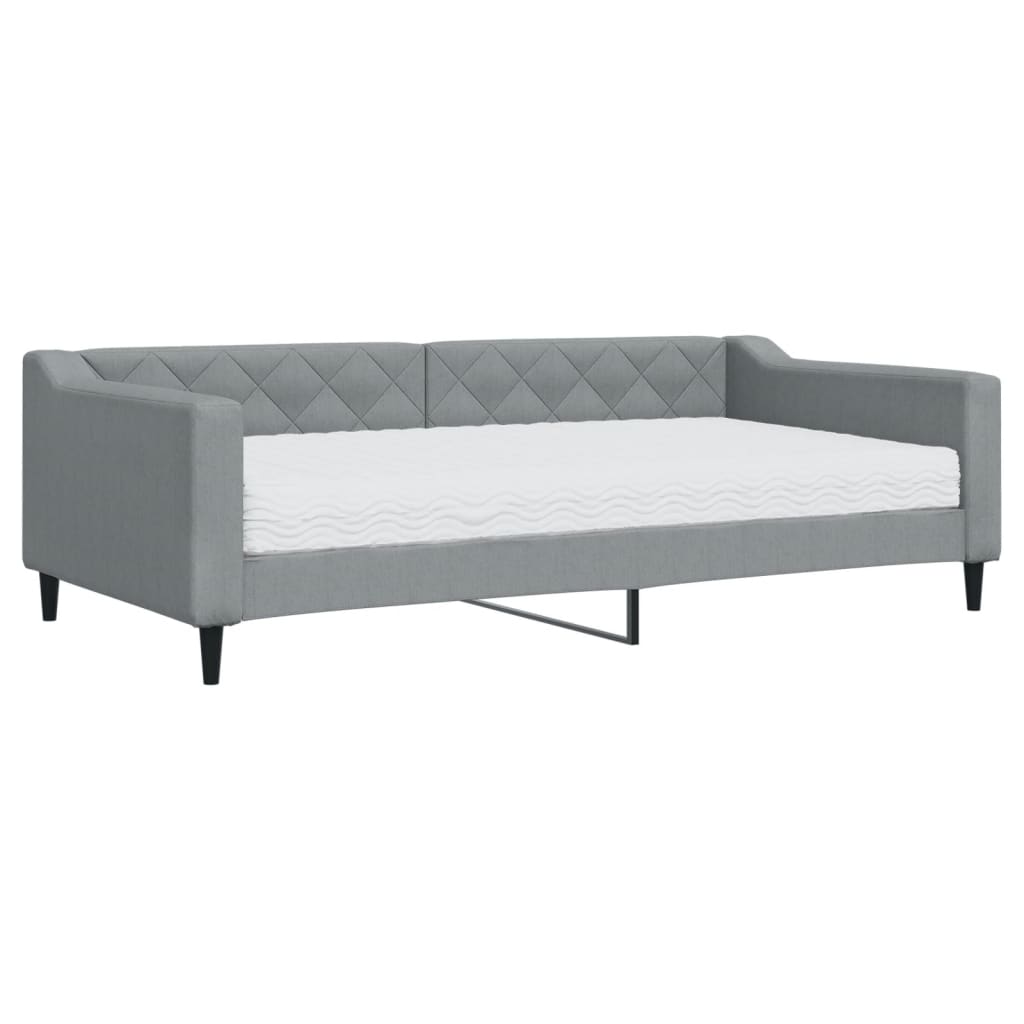 Slaapbank met matras 100x200 cm stof lichtgrijs 100 x 200 cm Lichtgrijs met matras