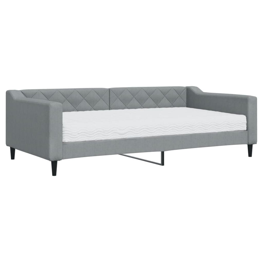 Slaapbank met matras 100x200 cm stof lichtgrijs 100 x 200 cm Lichtgrijs met matras