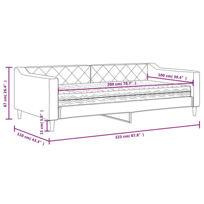 Slaapbank met matras 100x200 cm stof lichtgrijs 100 x 200 cm Lichtgrijs met matras
