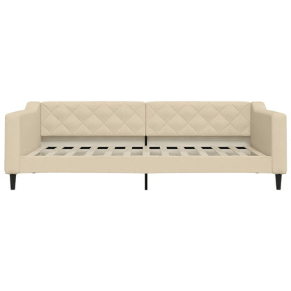 Slaapbank met matras 100x200 cm stof crèmekleurig 100 x 200 cm Crème met matras
