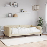 Slaapbank 100x200 cm stof crèmekleurig met matras