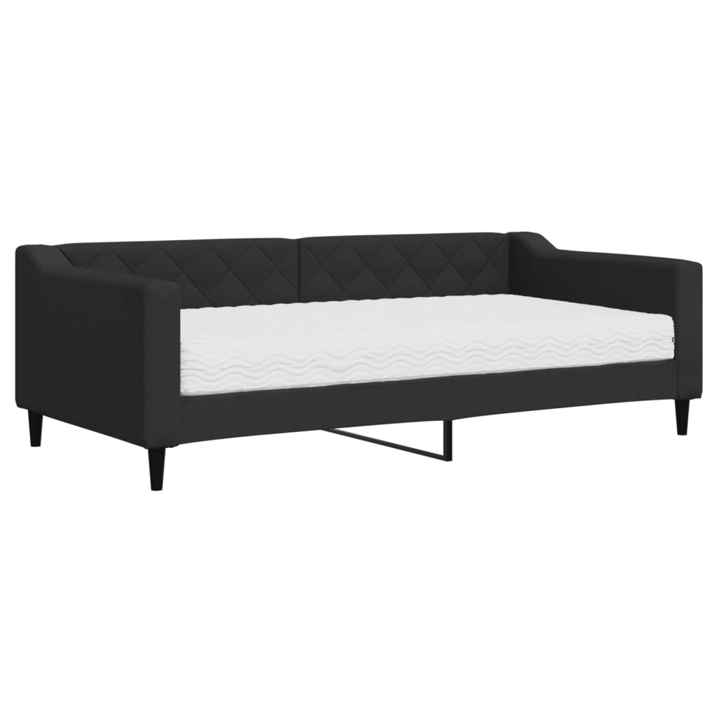 Slaapbank Stof 90 x 190 cm Zwart met matras