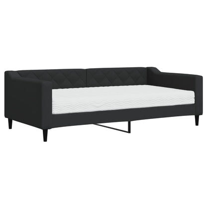 Slaapbank Stof 90 x 190 cm Zwart met matras