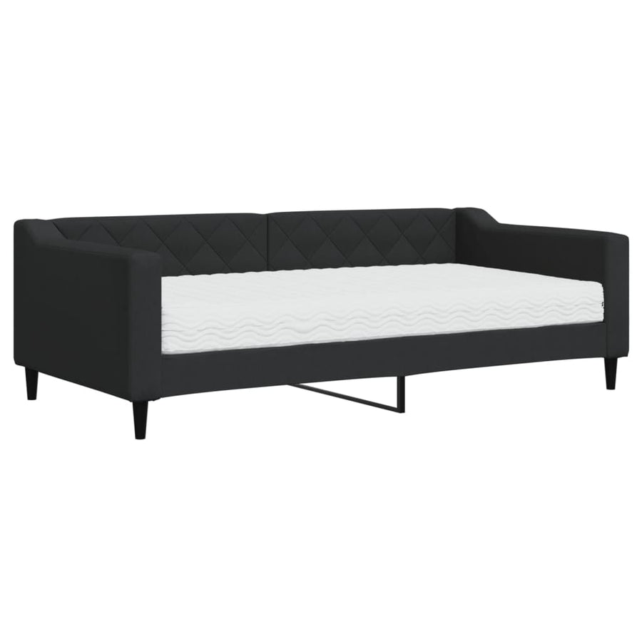 Slaapbank Stof 90 x 190 cm Zwart met matras