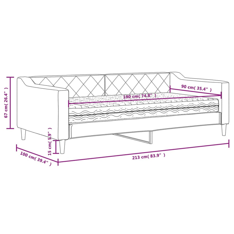 Slaapbank Stof 90 x 190 cm Zwart met matras