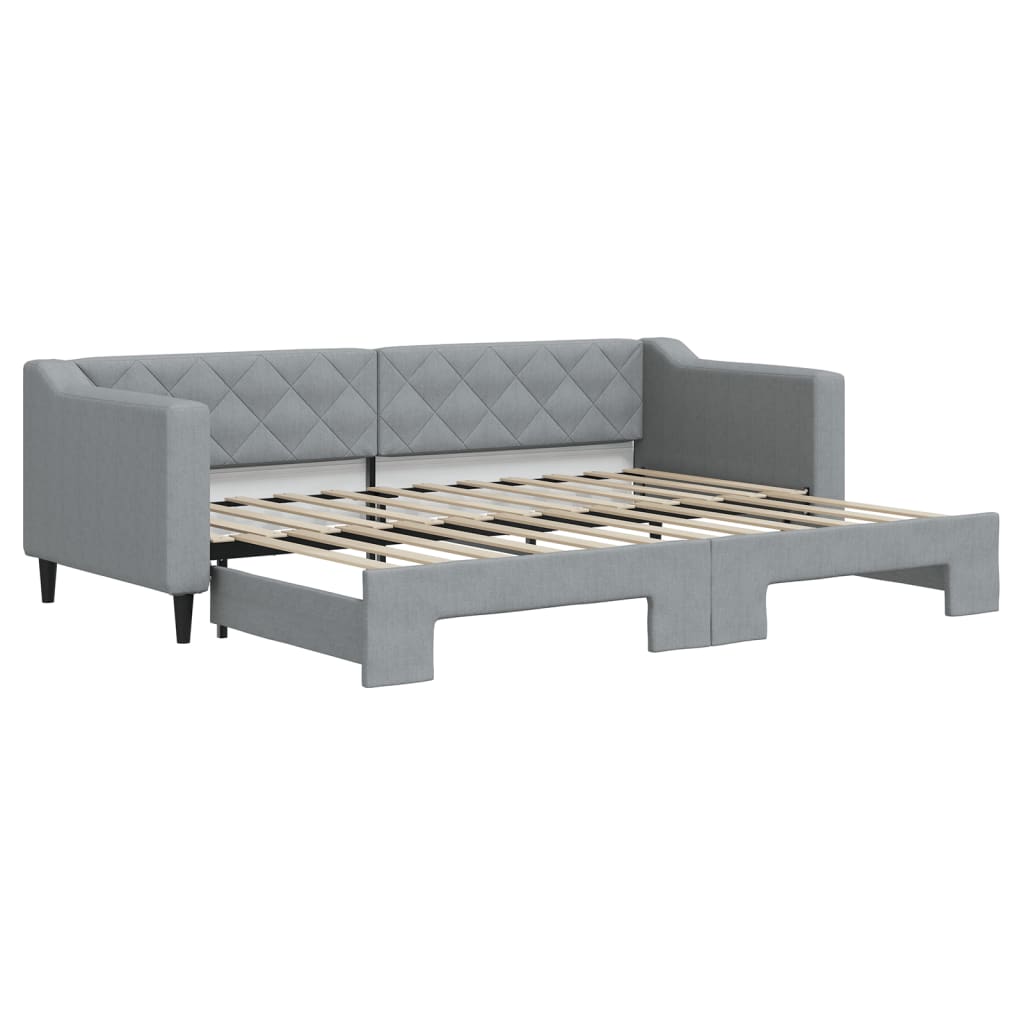 Slaapbank met onderschuifbed 80x200 cm stof lichtgrijs