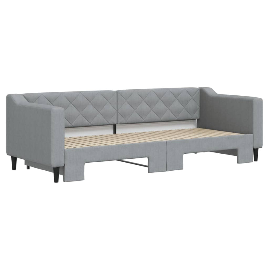 Slaapbank met onderschuifbed 80x200 cm stof lichtgrijs