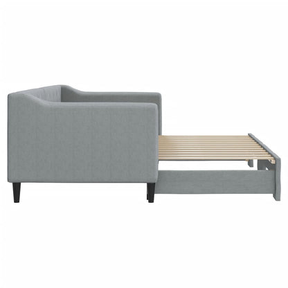 Slaapbank met onderschuifbed 80x200 cm stof lichtgrijs