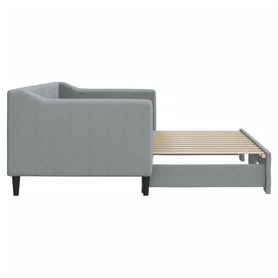 Slaapbank met onderschuifbed 80x200 cm stof lichtgrijs
