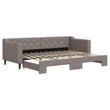 Slaapbank met onderschuifbed 80x200 cm stof taupe 80 x 200 cm Taupe met onderschuifbed