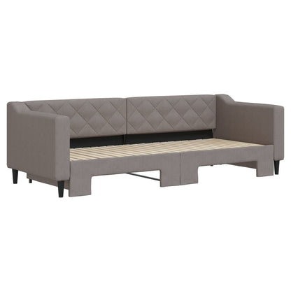 Slaapbank met onderschuifbed 80x200 cm stof taupe 80 x 200 cm Taupe met onderschuifbed