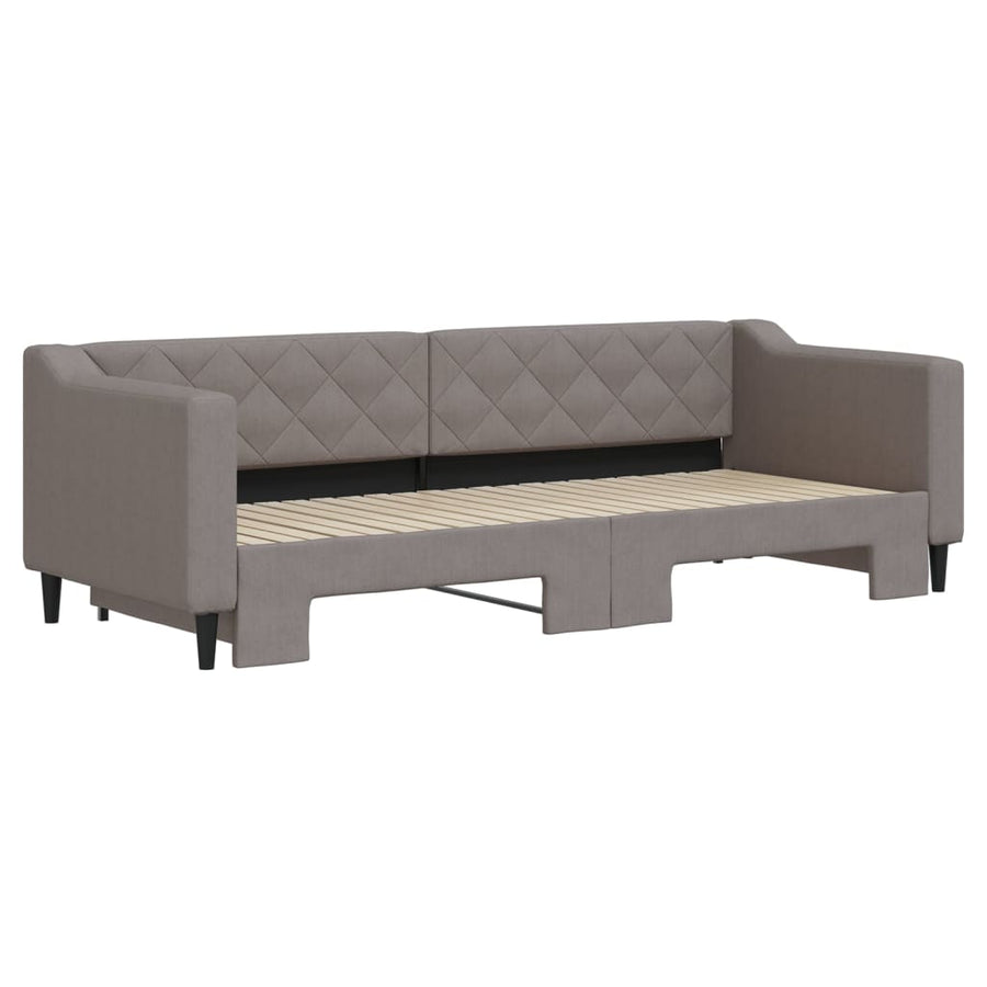 Slaapbank met onderschuifbed 80x200 cm stof taupe 80 x 200 cm Taupe met onderschuifbed